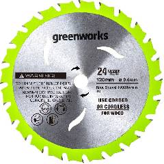 Диск пильный GREENWORKS 120х9,5 мм, 24T, по дереву, артикул 2952507 миниатюра