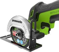 УШМ мини аккумуляторная GREENWORKS GD24UCS, 24V, б/щет, 20000 об/мин, 76 мм, рез 18 мм, 1х2Ач, ЗУ, кор, артикул 3402007CUA миниатюра