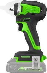 Гайковерт ударный аккумуляторный GREENWORKS G24IW200, 24V,б/щет, 3/8'', 200Нм, 1х2Ач, ЗУ, кор, артикул 3803607CUA миниатюра