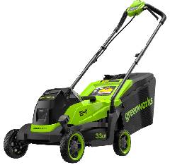 Газонокосилка аккумуляторная GREENWORKS GD24LM331, 24V, 33 см, бесщеточная, c 1хАКБ 2Ач, артикул 2520607UA миниатюра