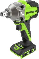 Гайковерт ударный аккумуляторный GREENWORKS IW5500, 24V, б/щет, 1/2'', 500Нм, 3 режима, 1х5Ач, ЗУ, кор, артикул 3805007CUG миниатюра