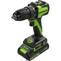 Дрель-шуруповерт ударная аккумуляторная GREENWORKS HD560, 24V, б/щет, 0-500 / 0-2000 об/мин, 30/60 Нм, 13мм, Anti-kickback, 2х2Ач, ЗУ, кор, артикул HD560CUC миниатюра