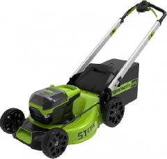 Газонокосилка аккумуляторная GREENWORKS GD60LM51SPK4, 60V, 51 см, самоходная, бесщеточная, c 1хАКБ 4Ач и ЗУ, артикул 2514307UB миниатюра