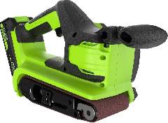 Шлифмашина ленточная аккумуляторная GREENWORKS G24BS, 24V, б/щет, 75х457мм, 259 м/мин, 1х2Ач, ЗУ ,кор, артикул 3100607CUA миниатюра