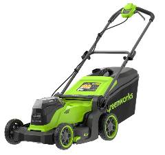 Газонокосилка аккумуляторная GREENWORKS GD24X2LM411, 2х24V, 41 см, бесщеточная, c 2хАКБ 4Ач и ЗУ, артикул 2520907UD миниатюра