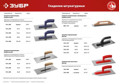 Гладилка штукатурная 480х130 мм ЗУБР Профессионал 0807 изображение