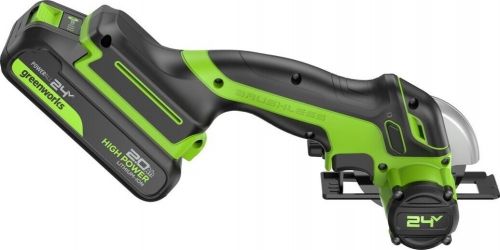 УШМ мини аккумуляторная GREENWORKS GD24UCS, 24V, б/щет, 20000 об/мин, 76 мм, рез 18 мм, 1х2Ач, ЗУ, кор, артикул 3402007CUA изображение