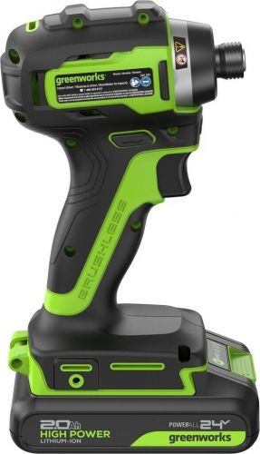 Винтоверт ударный аккумуляторный GREENWORKS ID3170, 24V, б/щет, 0-3200об/мин, 4000 уд/мин, HEX 1/4, 170Нм, 2х2Ач, ЗУ, кор, артикул 3804907CUC изображение