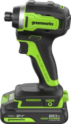 Винтоверт ударный аккумуляторный GREENWORKS ID3170, 24V, б/щет, 0-3200об/мин, 4000 уд/мин, HEX 1/4, 170Нм, 2х2Ач, ЗУ, кор, артикул 3804907CUC изображение