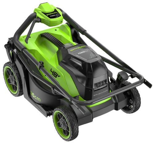 Газонокосилка аккумуляторная GREENWORKS GD24X2LM361, 2х24V, 36 см, бесщеточная, c 2хАКБ 4Ач и ЗУ, артикул 2520707UD изображение