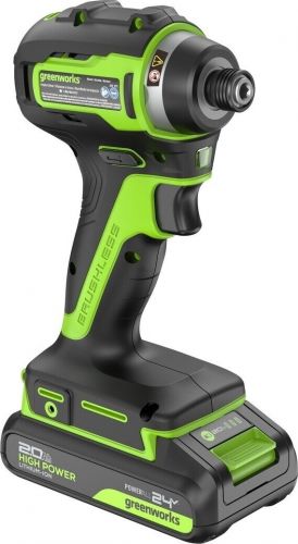 Винтоверт ударный аккумуляторный GREENWORKS ID3170, 24V, б/щет, 0-3200об/мин, 4000 уд/мин, HEX 1/4, 170Нм, 2х2Ач, ЗУ, кор, артикул 3804907CUC изображение