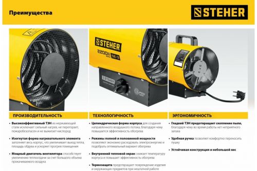 Пушка электрическая тепловая 3 кВт STEHER SE-5 изображение