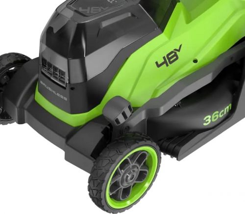 Газонокосилка аккумуляторная GREENWORKS GD24X2LM361, 2х24V, 36 см, бесщеточная, без АКБ и ЗУ, артикул 2520707 изображение
