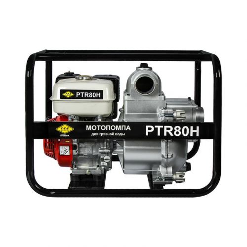Мотопомпа бензиновая 1200 л/мин DDE PTR80H для грязной воды, двигатель HONDA GX270, артикул PTR80H изображение