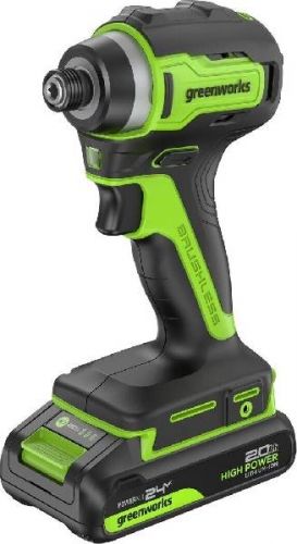 Винтоверт ударный аккумуляторный GREENWORKS ID3170, 24V, б/щет, 0-3200об/мин, 4000 уд/мин, HEX 1/4, 170Нм, 2х2Ач, ЗУ, кор, артикул 3804907CUC изображение