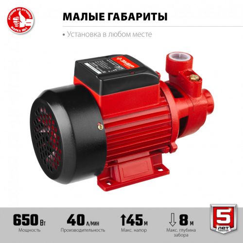 Насос вихревой ЗУБР НС-М1-650-Ч, артикул НС-М1-650-Ч изображение
