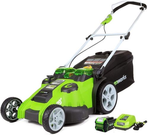 Газонокосилка аккумуляторная GREENWORKS G40LM49DB, TwinForce, 40V, 49 см, без АКБ и ЗУ, артикул 2500207 изображение