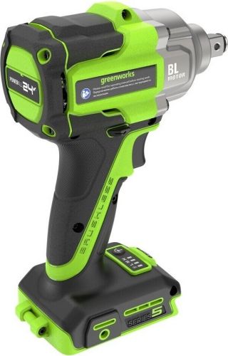 Гайковерт ударный аккумуляторный GREENWORKS IW5500, 24V, б/щет, 1/2'', 500Нм, 3 режима, 1х5Ач, ЗУ, кор, артикул 3805007CUG изображение