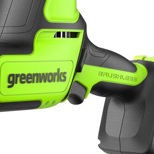Пила сабельная аккумуляторная GREENWORKS GPT-CRS-25, 24V, б/щет, 0-3000/мин, рез 80 мм дер., LED, 1х2Ач, ЗУ, кор, артикул 1200507CUA изображение