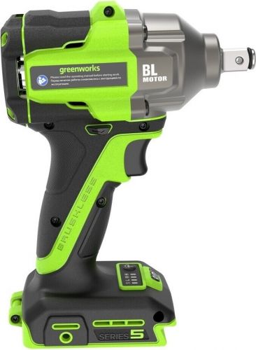 Гайковерт ударный аккумуляторный GREENWORKS IW5500, 24V, б/щет, 1/2'', 500Нм, 3 режима, 1х5Ач, ЗУ, кор, артикул 3805007CUG изображение