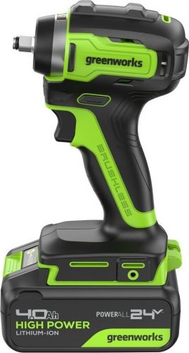 Гайковерт ударный аккумуляторный GREENWORKS G24IW200, 24V,б/щет, 3/8'', 200Нм, 1х4Ач, ЗУ, кор, артикул 3803607CUB изображение